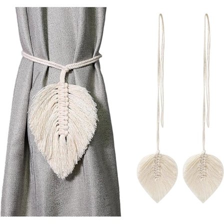 2 stk. gardinholdere, gardinholdere kroge klips rebholder spænde håndlavet vævning boheme kvast holdere, gardiner dekoration til soveværelse/kontor, 