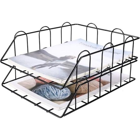 2-lags A4 Metal Bakke i Bakker Stabelbar Kontorbord Ryddelig Filholder Magasin Opbevaring Papir Organizer