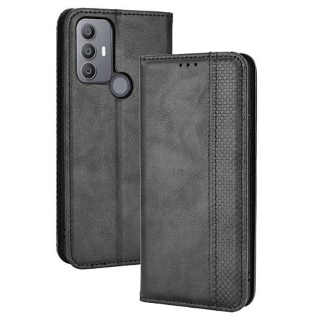 Bofink Vintage läder TCL 30 SE / TCL 30E / TCL 306 / TCL 305 / Sharp Aquos V6 / Sharp Aquos V6 Plus fodral - Svart