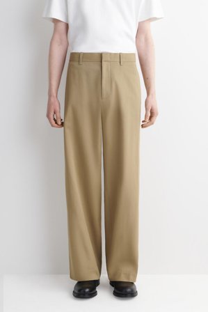 COS Men's Pantaloni Chino In Cotone A Gamba Larga in Beige