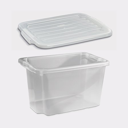Boîte de rangement avec couvercle Nordiska Plast Nordic, transparent, 600 x 400 x 350 mm, 55 litres