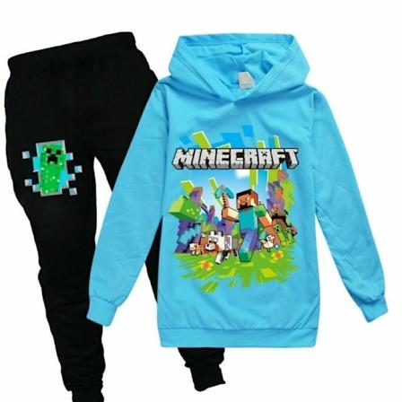 Barn Pojkar Minecraft Hoodie Träningsoverall Set Långärmade Huvtröjor Varma wathet 7-8 years (140cm)