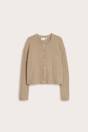 Kappahl | Kardigan z dzianiny w warkocze | Ciemnobeżowy