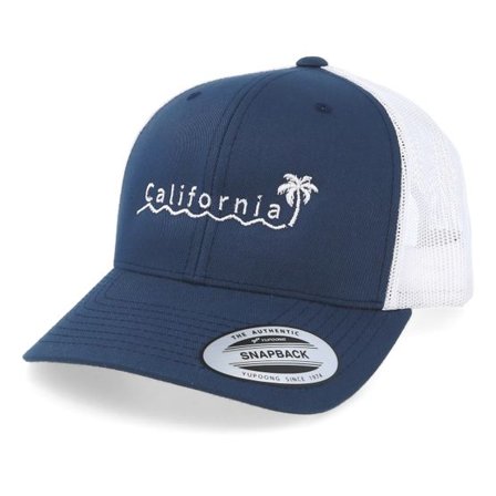 Iconic - Blå Keps - California Palm Navy White Trucker @ Hatstore