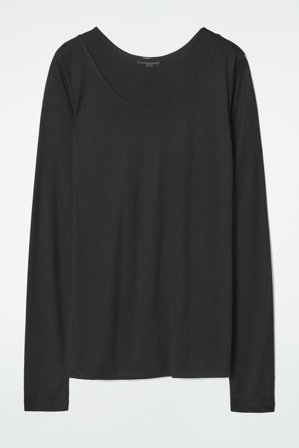 COS Women's Layered Long Sleeve Top in Black