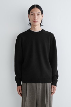 COS Homme Pull À Col Ras-Du-Cou En Laine Bouillie Jumper in Noir