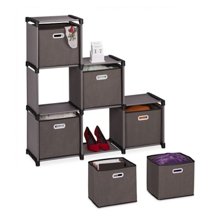 Grå hylla med 6 fack