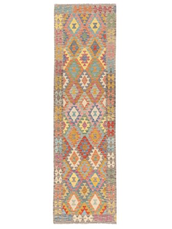 Kilim Afghan Old Style Rug 85X299 Runner Brown/Orange Wool, Afghanistan