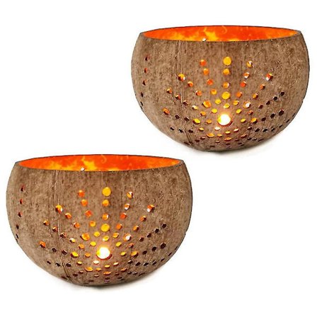 Kynttilänjalat, käsintehdyt kookoskuoret kynttilänjalka Tealight Small Pillar Rustic Candle Coconut