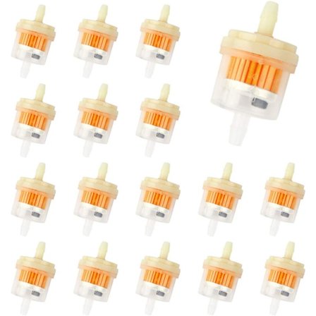 20 st inbyggt bränslefilter för 6 mm 8 mm rörgrästraktor (gul)