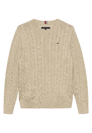 Tommy Hilfiger Kabelstickad pullover Hoodies & sweatshirts Herr Beige 164