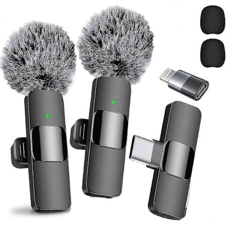 2024 Professionel Trådløs Lavalier Mikrofon 2-pak Noise Canceling Krystalklar Optagelse Med Usb-c Til Iphone 15 Pro Max, Ipad, Android, Live St