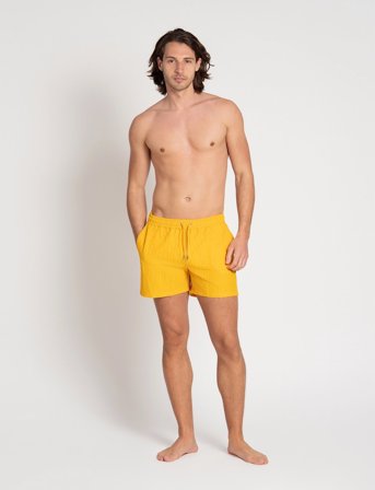 The Resort Co. Classic Swim Shorts Yellow Seersucker - Yellow - M 36 cm