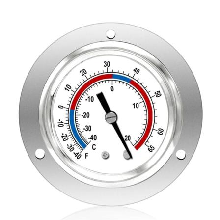 Kjølertermometer Kapillær Kjøle Gauge, -40 til 65°F / -40 til 20°C, 2 Tommers Skive Rustfritt Stål Panelmontering
