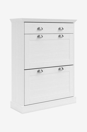 Loft24 - Motala Skoförvaring med 2 luckor och 1 låda i furu - Vit - Skoskåp - Från Homeroom