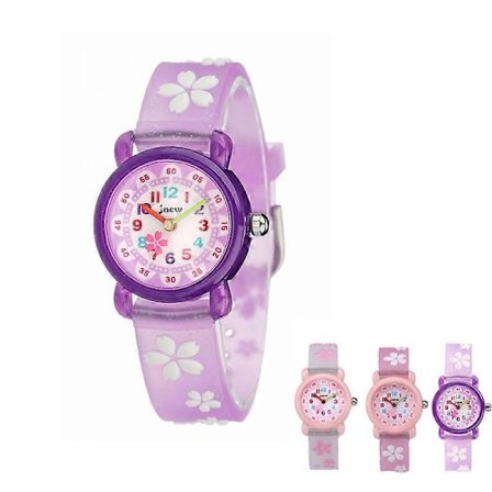 Barneklokke tegneserie jente ser kirsebærblomst vanntett 3D søt tegneserie leketøy klokke