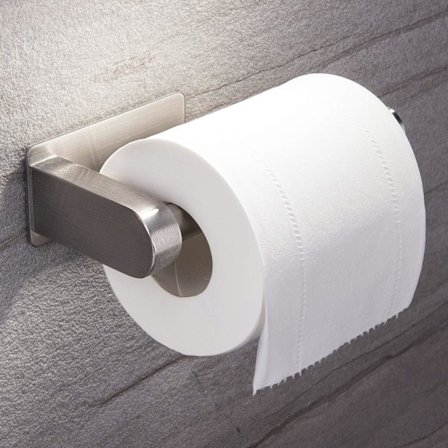 Itseliimautuva WC-paperiteline, ei porausta, seinään kiinnitettävä paperiteline, WC-paperiteline, ruostumattomasta teräksestä valmistettu WC-
