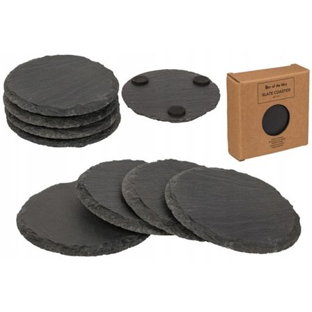 4-Pak - Glasunderlag Sten / Skifer - Underlag til Glas