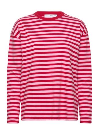 Striped Over D T-Shirt T-shirts & Tops Long-sleeved Rosa Mango*Betinget Tilbud