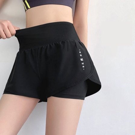IC Sportshorts Aktiiviurheilu Naisten Juoksushortsi Kaksoiskerroksinen Yo musta L