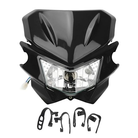 H4 LED Motorsykkel Frontlykt Vanntett DRL Hovedlykt for KLX 110 125 150 230 250 300 450R CRF WRF DC12V Svart