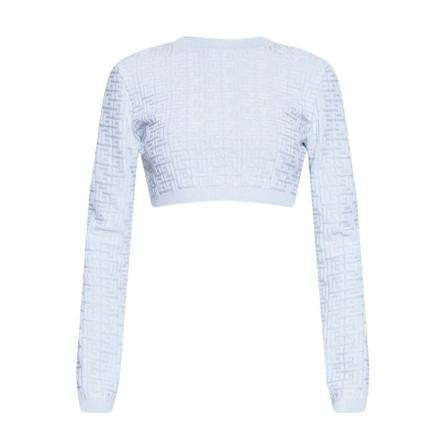Balmain Monogrammed crop top , Blauw , Dames , Maat: S
