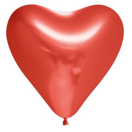 Chrome Mirror Heart Balloons Red 6-Pack