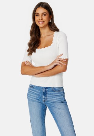 VILA Lalana Square Neck 2/4 Knit Top Klær