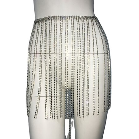 1 st (Silver) Rhinestone Fringe Midje Kedja Boho Kjolar Midje Kedja