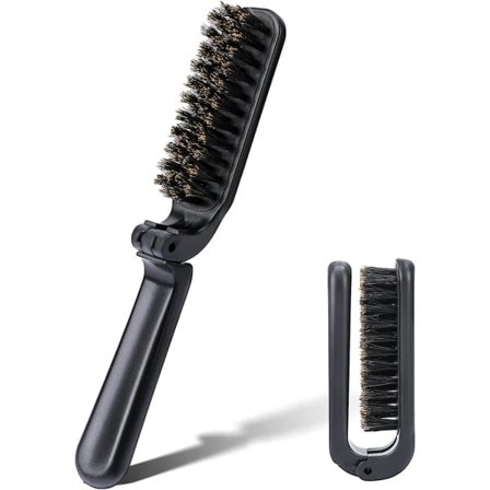 Reisebørste, sammenleggbar børste med portable børstestrå, sammenleggbar lommebørste, antistatisk børste, mini skjegg børste, portabel