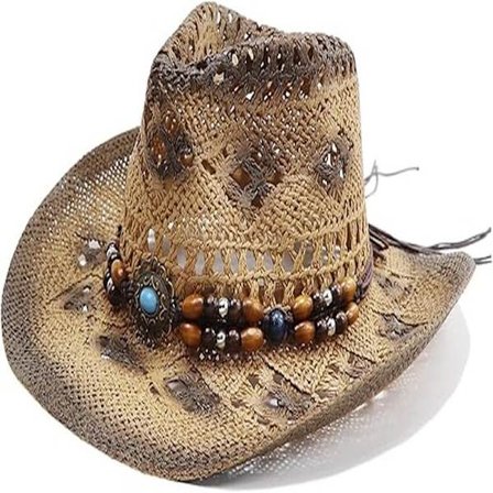 Herre og dame vævede stråhatte Cowgirl stråhatte Dame cowboyhatte Cowboyhatte formbar skygge, strand cowgirl, khaki