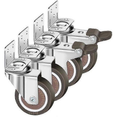 Tcgg - Set med 4 Svängbara Hjul 50mm, 100kg Möbelhjul, L-formade Möbelhjul med Bromsar 360 Graders Sväng