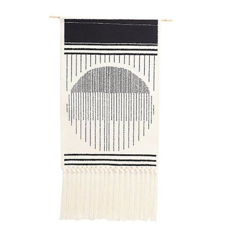 Bohemian Dekor Kvast Håndlaget Vevd Veggteppe Svart