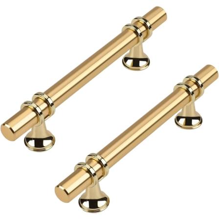 Sæt med 6 møbelgreb til køkkenmøbler - Guldgreb - Guld køkkengreb i zinklegering - Skuffegreb med centerafstand 128 mm