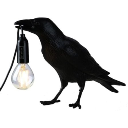 Svart harts lucky bird raven vägglampa bordslampa nattlampa sovrum sängbord vardagsrum vägglampa heminredning