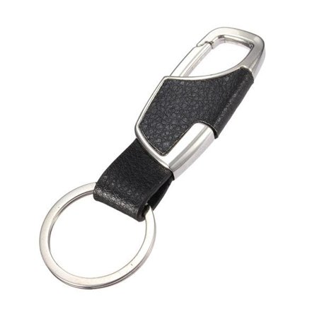 Solid nøkkelring med skinnkledd krok