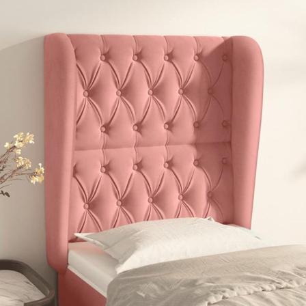 Vidaxl Huvudgavel Med Kanter Rosa 83x23x118/128 Cm Sammet Rosa