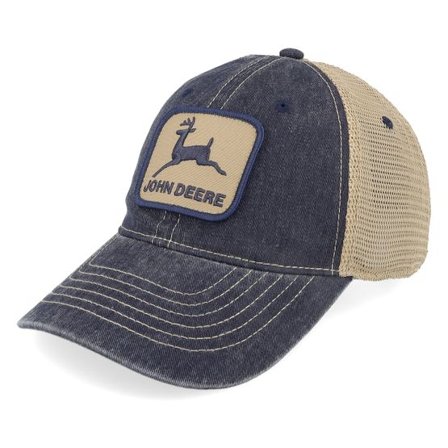John Deere - Blå trucker Keps - Stone Washed Logo Navy/Ivory Dad Cap Trucker @ Hatstore