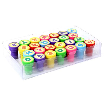 Alfabetisk Stempel Selvstempling, Tegn A til Z Lærer Stempelsett Mini Blekk Stempel for Klasserom Notatbøker DIY Håndverk