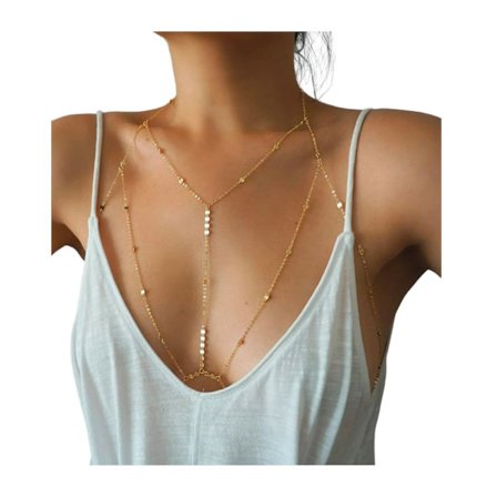 Paljett-BH Kroppskjede, Små Mynter T-Rad Delikat Kjede