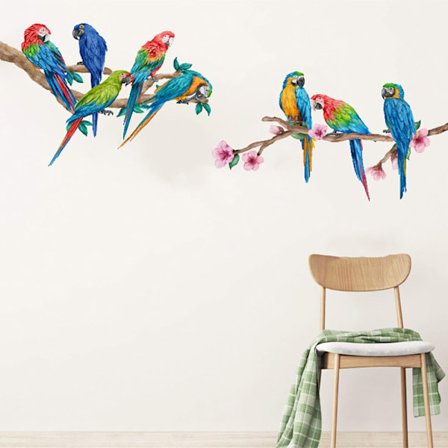 Et sæt farverige fugle vægklistermærker vægklistermærker vægdekoration