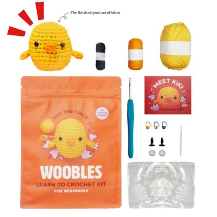 Woobles Virkkaa Opi Virkkaamaan -aloituspakkaus, Virkattu Täytetty Eläin DIY Virkkauspakkaus Aloittelijoille [DB]