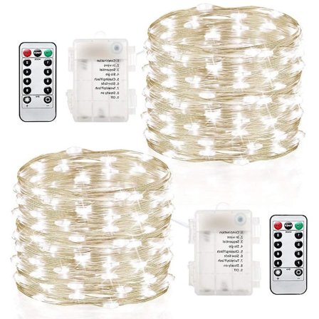 2 Pak Fe Lys Fe String Lys Batteridrevet Vandtæt 8 Tilstande Fjernbetjening 100 Led String Lys 10 m Kobbertråd Sankt Hans Orm Lys Chr