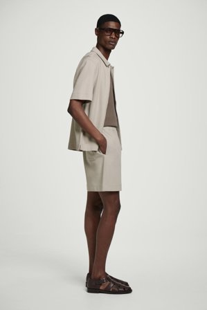 COS Men's Shorts In Jersey Di Cotone Testurizzato in Beige