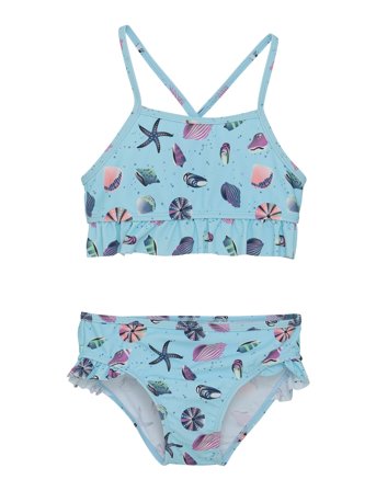 Bikini W. Frills, Aop Blue Color Kids