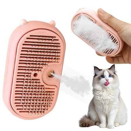 Dampbørste til Kat & Hund – Kæledyrsplejebørste med Damp & Selvrengøringsfunktion_OF