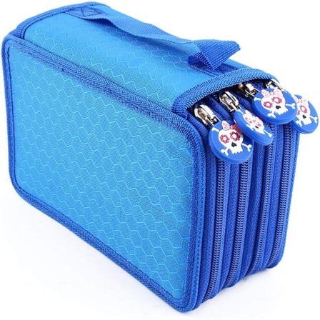 Pennfodral, stationär väska, stor kapacitet, Oxford blå