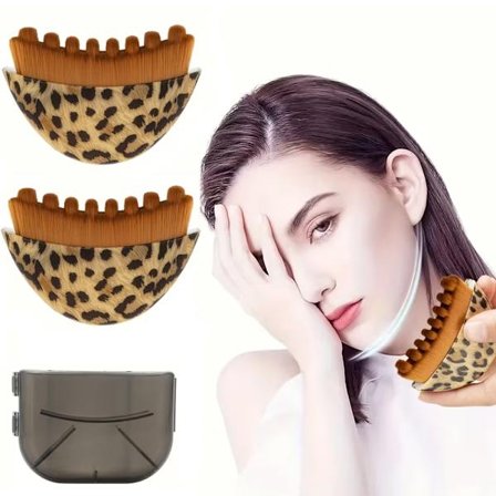 2-pak Lymfedrænagebørste – Ansigtsbørste til Ansigtsmassage og Lymfedrænage, halvmåneformet med dobbelt tekstur, rensning og hudløft