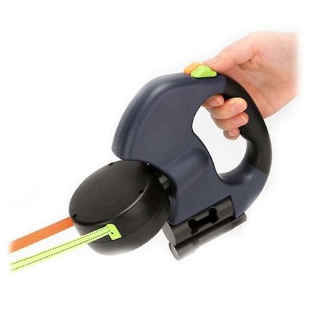 Dobbelt Retraherbar Hundeline - Heavy Duty Dobbelt Hoved Udtrækkelig Hundeline til Små Hunde Sort