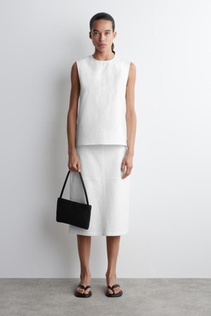 COS Women's Gonna A Tubino In Cotone in Bianco